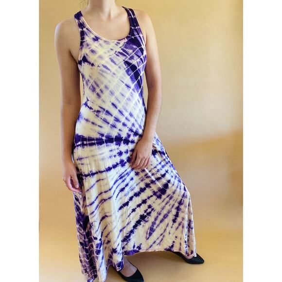 Hi Low Maxi Dress Purple Tie dye S/M/L/XL - Picture 1 of 3